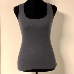 Express Dark Grey Shimmer Pima Cotton Scoop Neck Tank Top Size XS